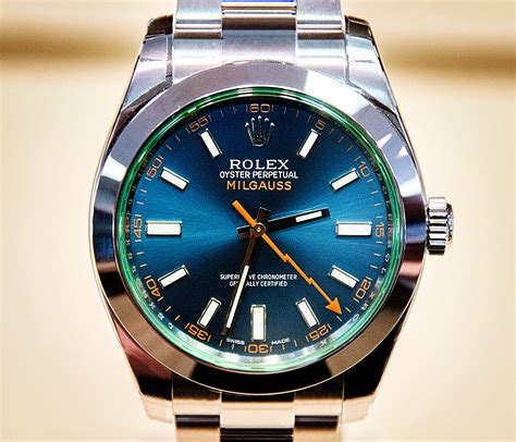 rolex milgaus blu black dial|rolex milgauss blue review.